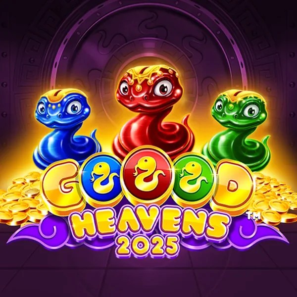 Goood Heavens slot logo by Rarestone Gaming at Scooore Casino