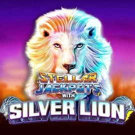 Stellar Jackpots with Silver Lion slot logo by Lightning Box Game at Scooore Casino